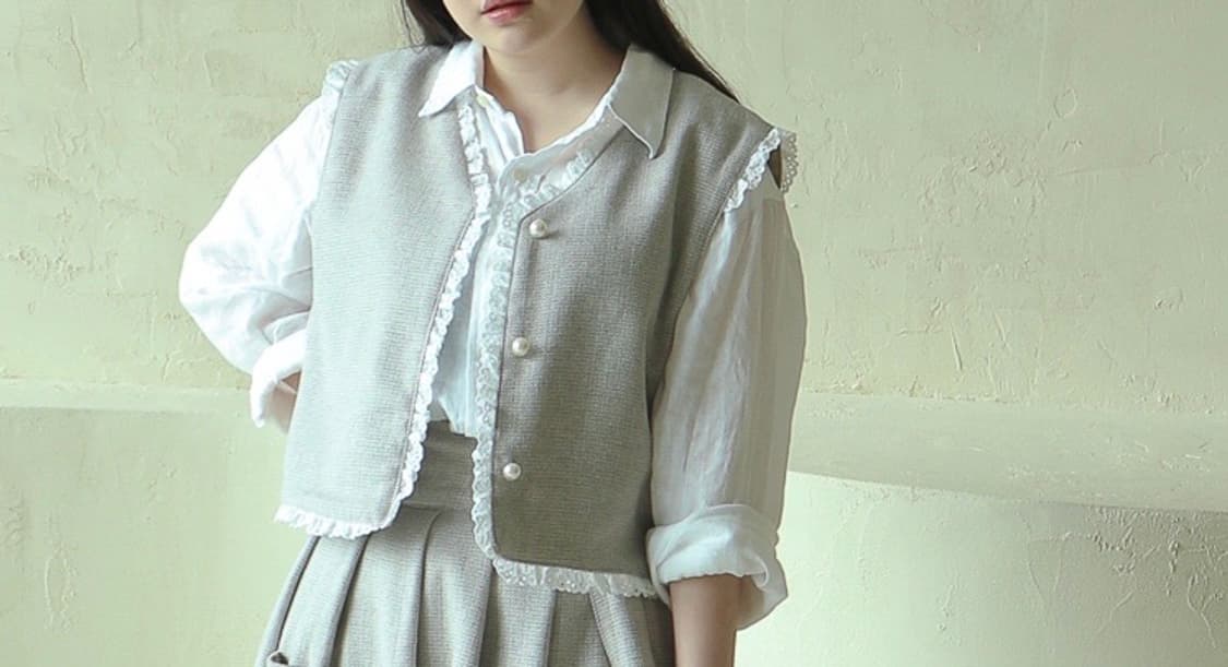 울 레이스 양면 리버시블 베스트 조끼 뷔스티에 상품이미지2