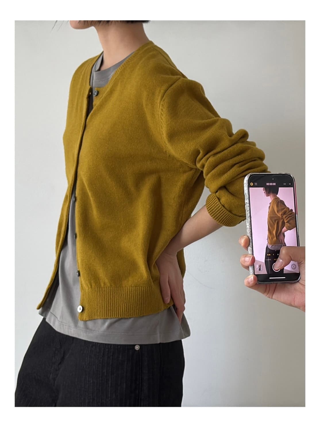 베르크서울 라운드 울 가디건 올리브 상품이미지4