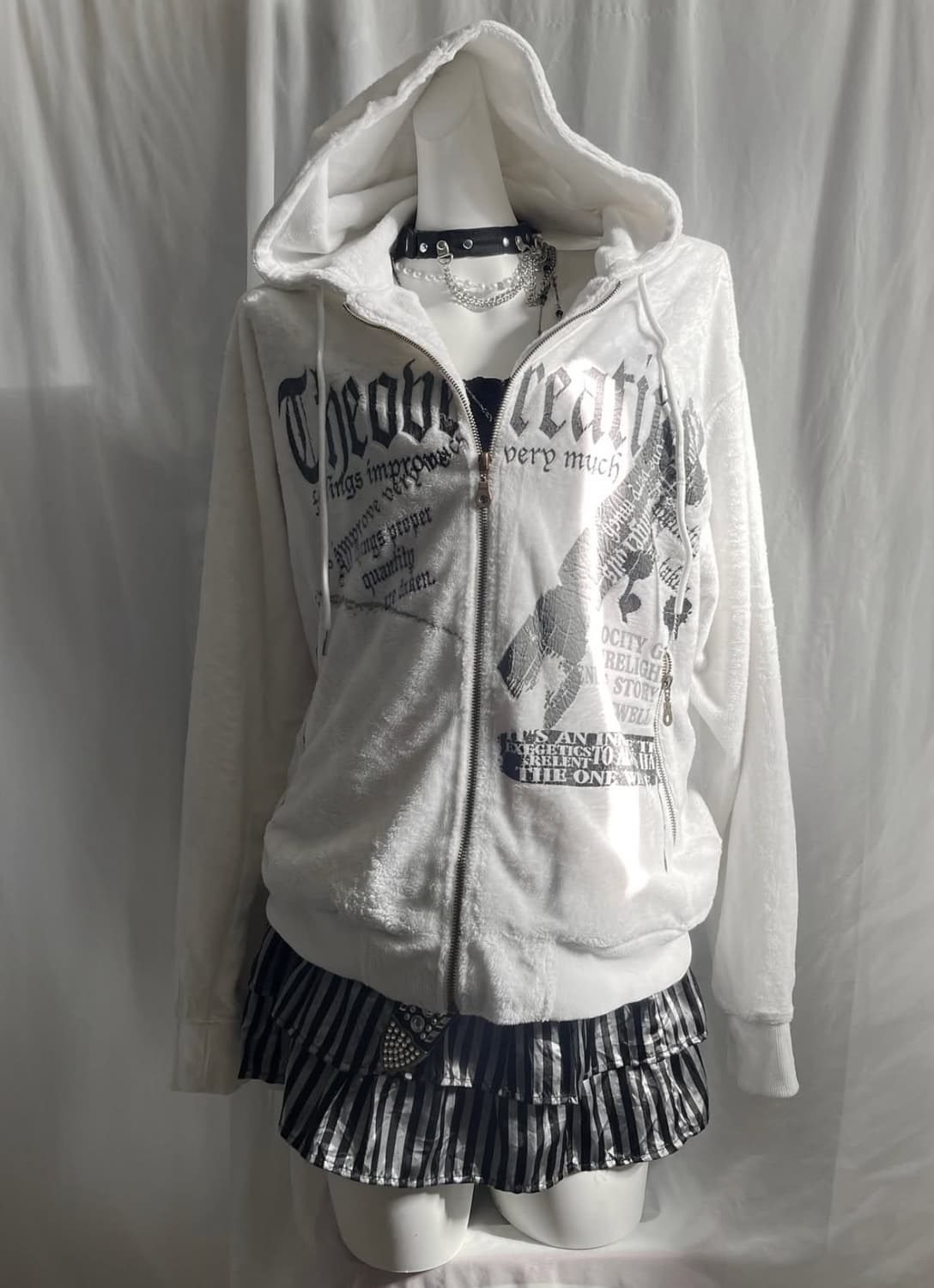 화이트 플리스 펑크 집업 상품이미지1