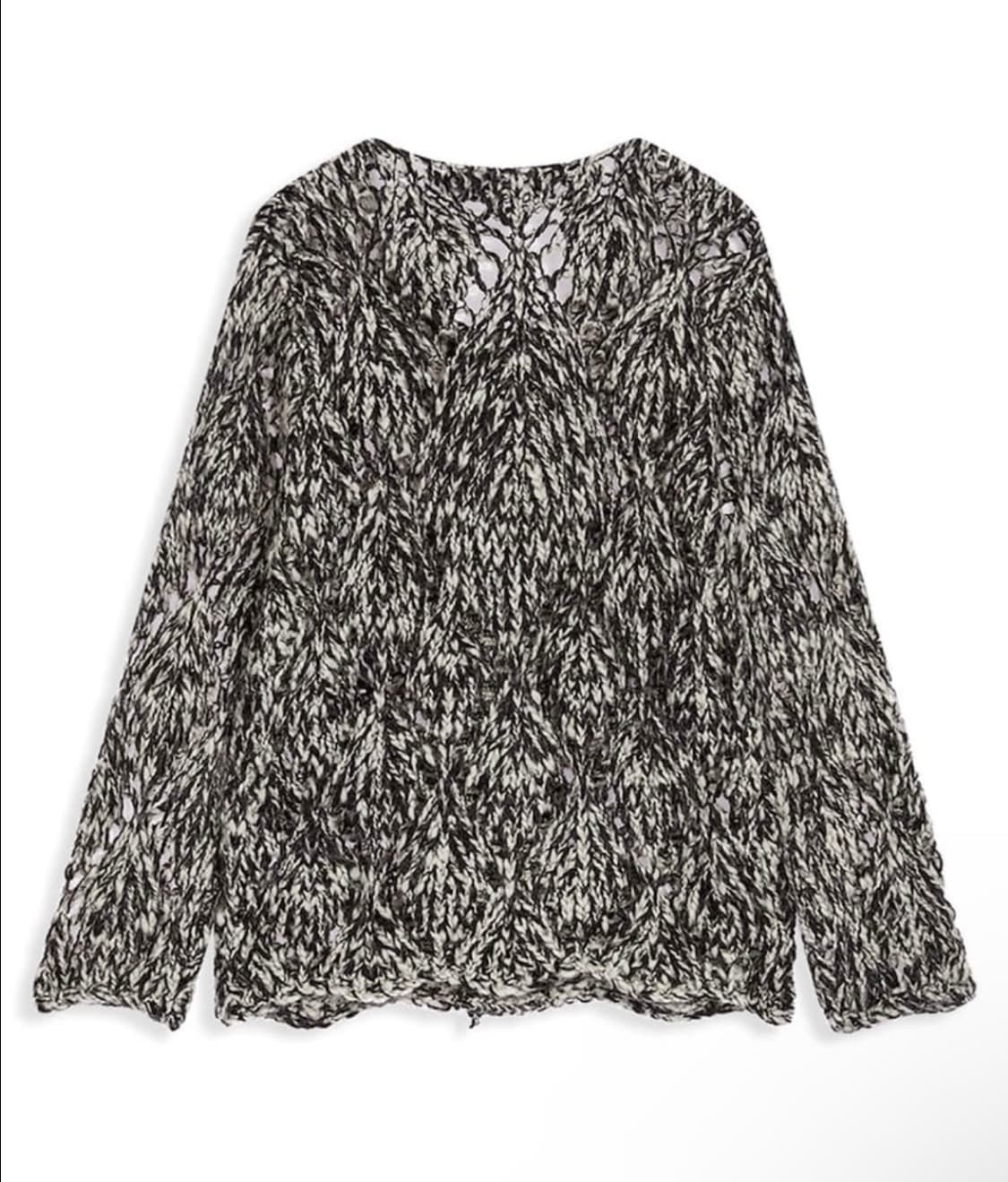 open yy ARGYLE POINTELLE CARDIGAN, BLACK 상품이미지4