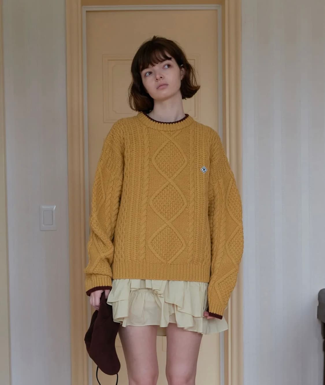 노컨텐츠 케이블 니트웨어 [머스타드] 상품이미지1