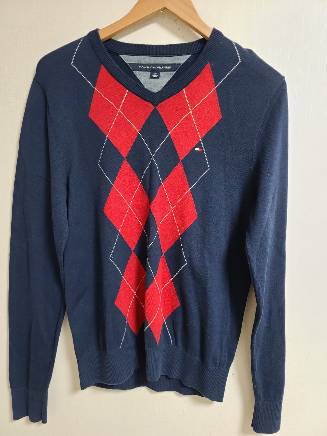 타미힐피거 아가일 V넥 니트 S 55적당 상품이미지3
