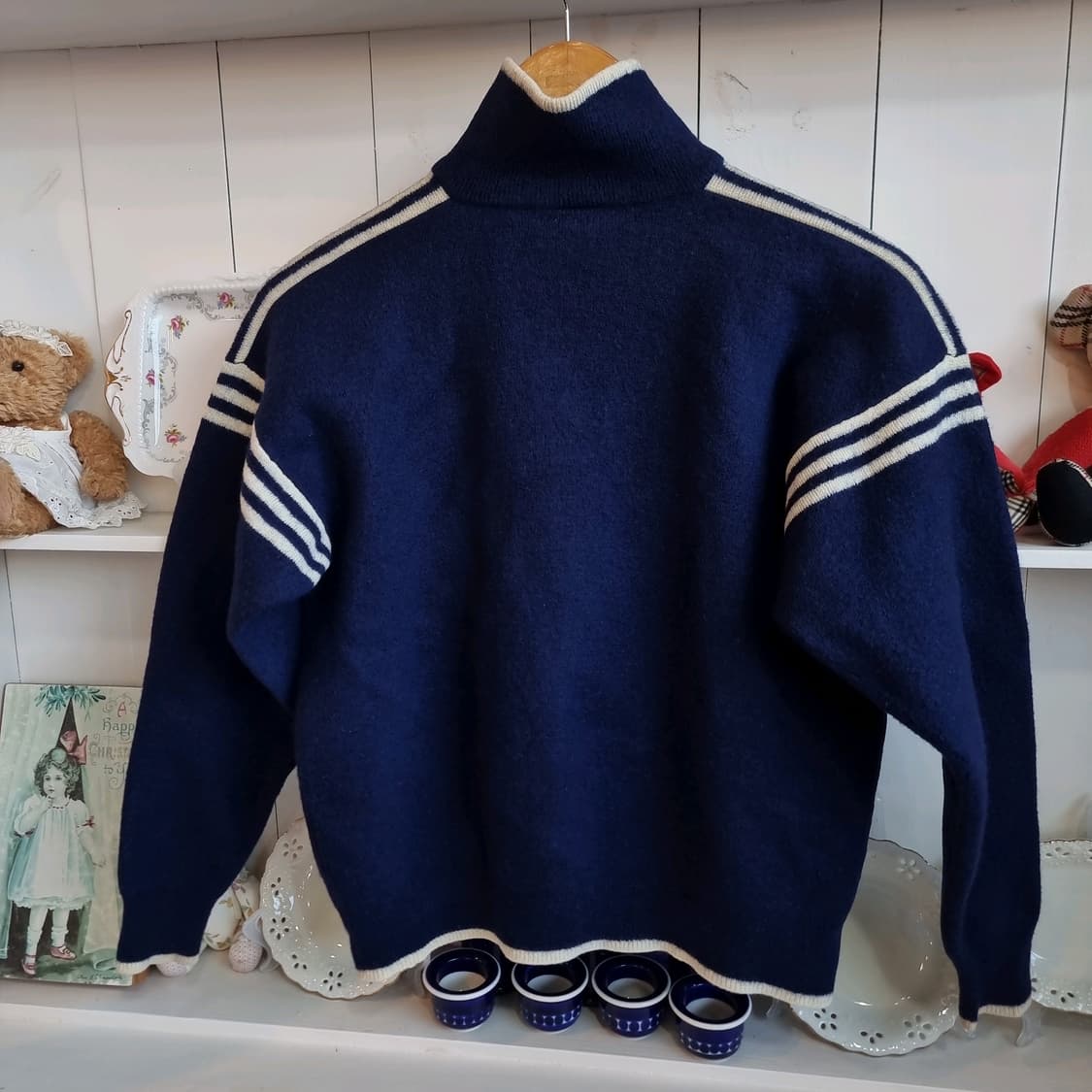 아디다스 네이비 3라인 집업 니트 가디건 상품이미지5