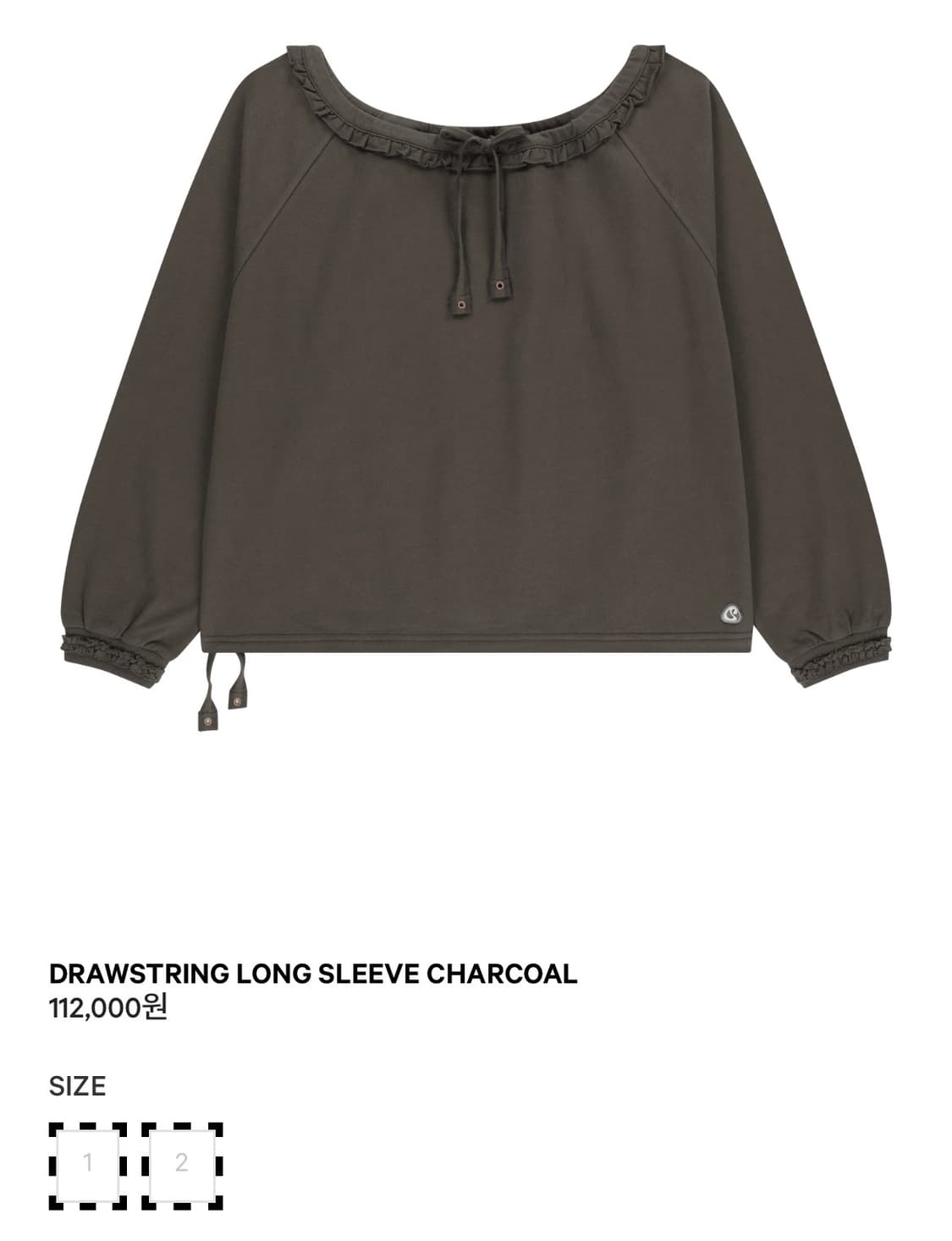 코이세이오 상의 DRAWSTRING LONG SLEEVE CHARCOAL 상품이미지1