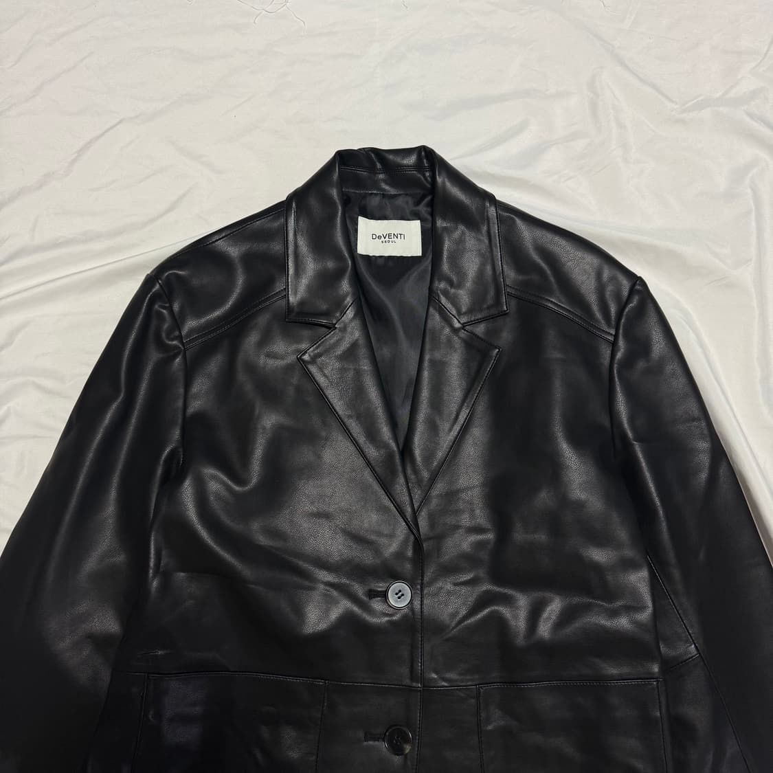 [OS] DeVENTI 블랙 레더 데님 믹스 자켓 상품이미지2