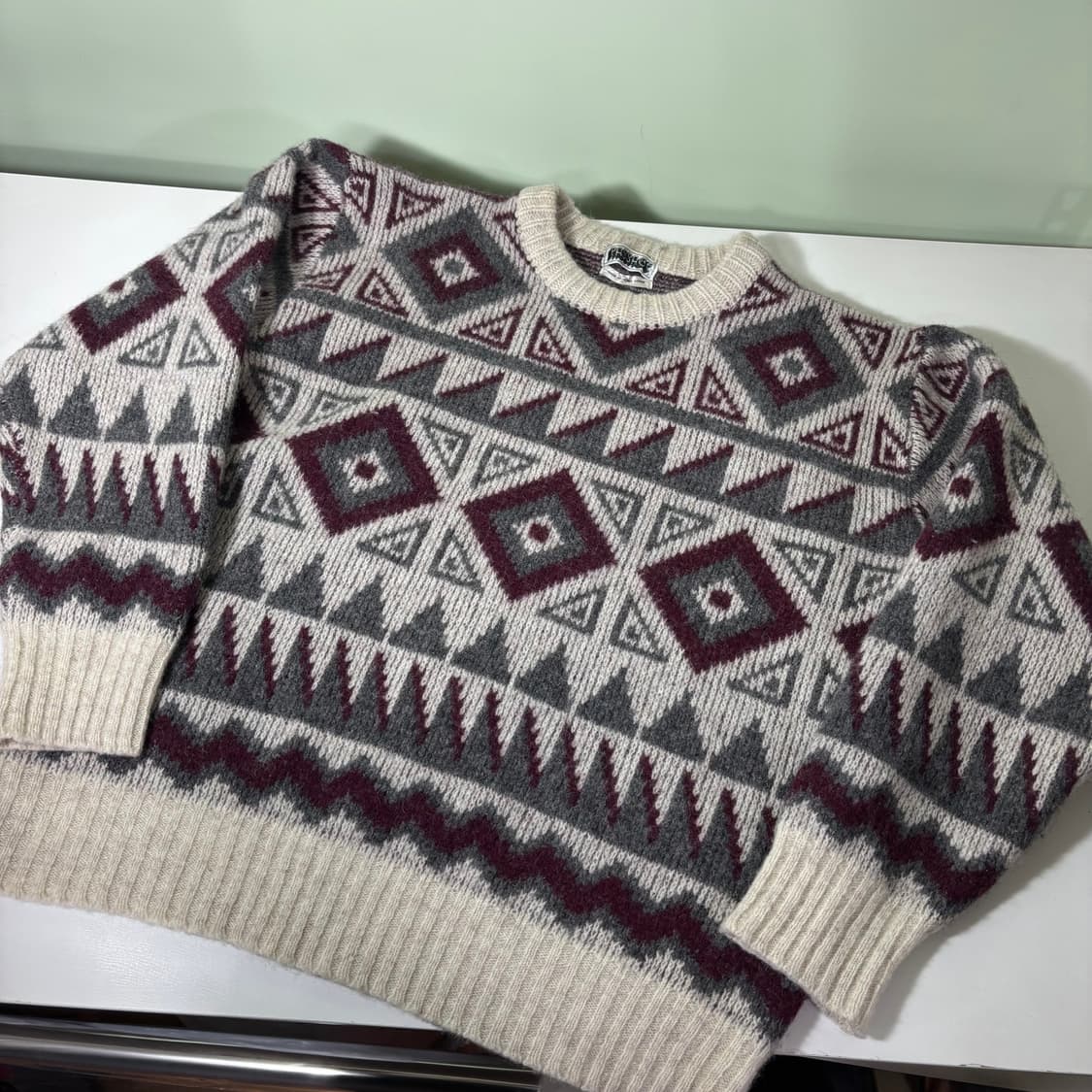 우먼M-L VTG 울 자카드니트 상품이미지1