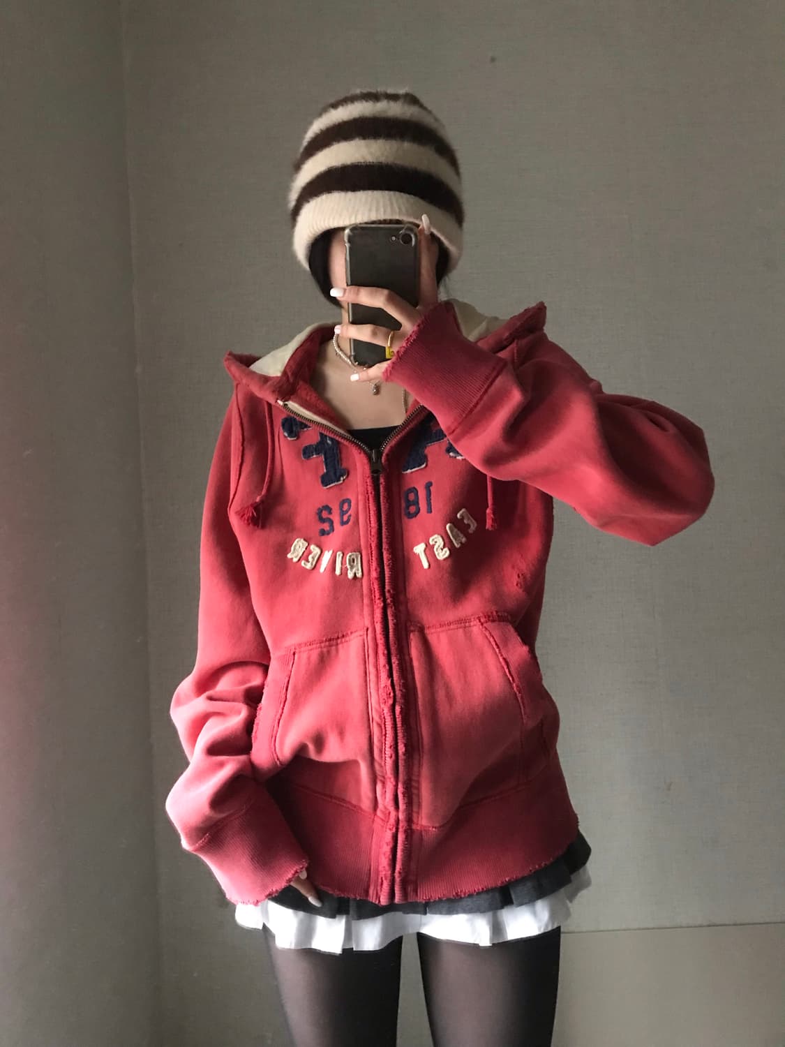 아베크롬비 레드 오버핏 후드집업 상품이미지4