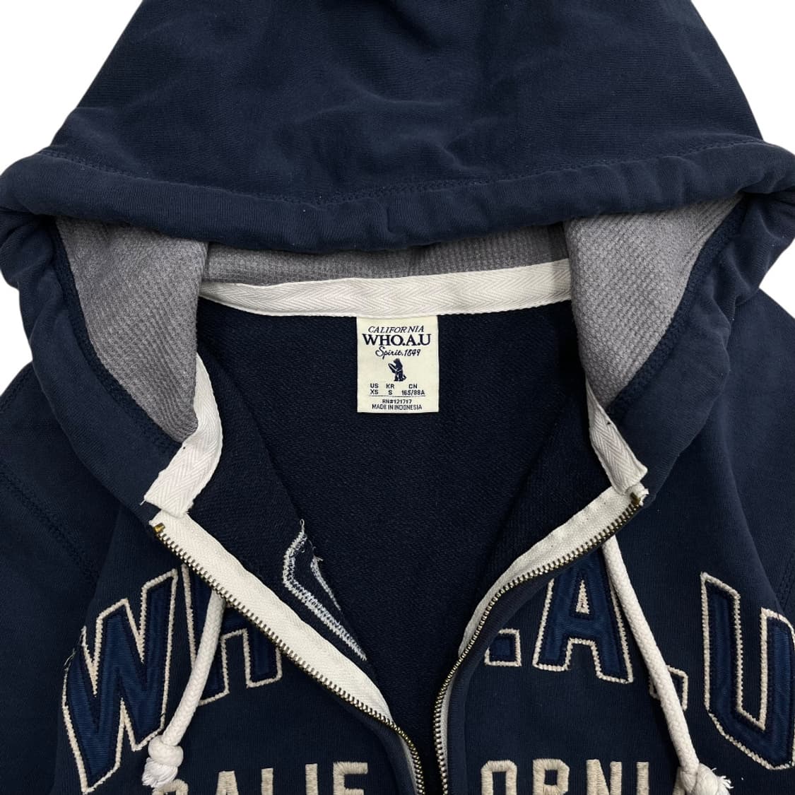 후아유 센터로고 네이비 후드집업 S 상품이미지5