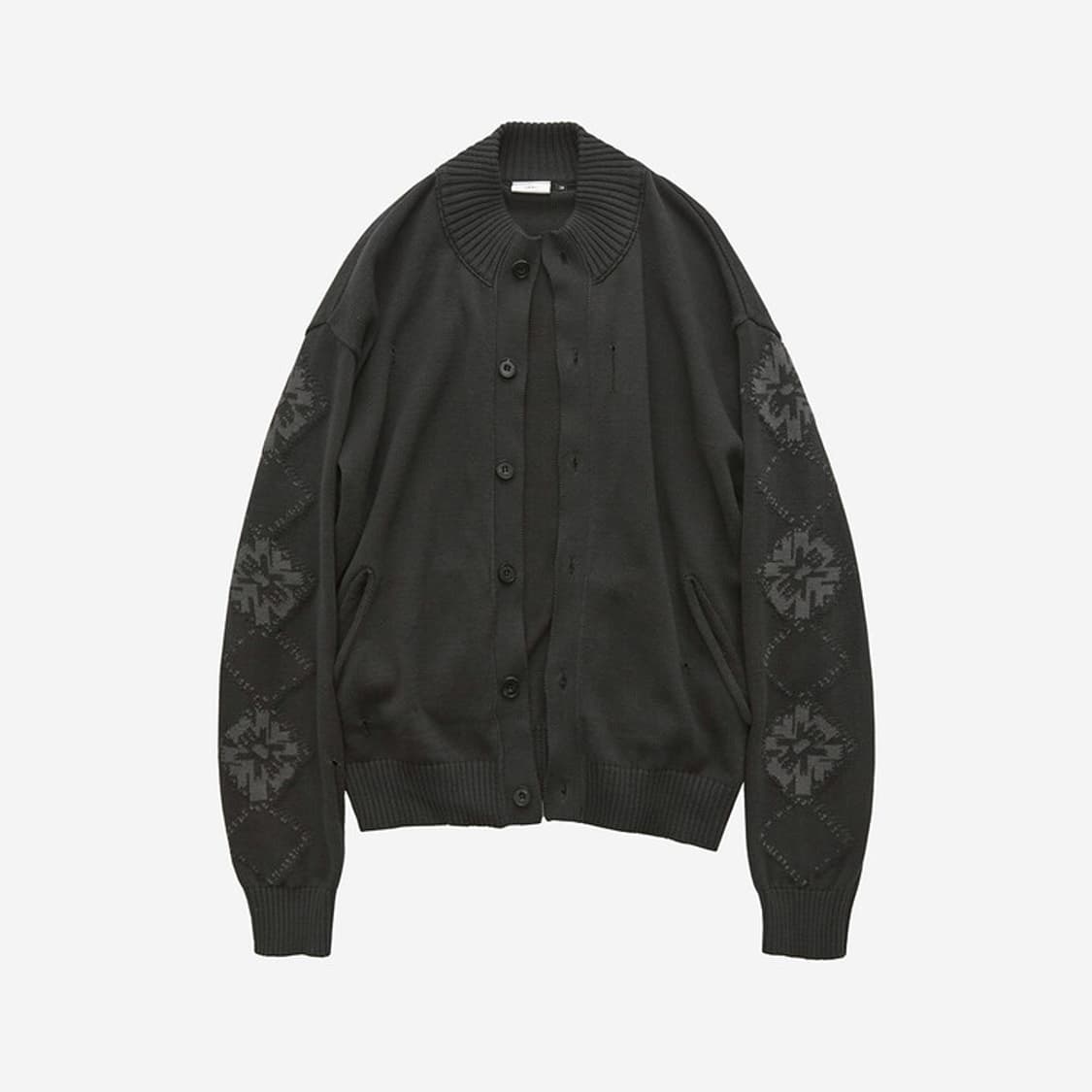 [3]폴리테루 25SS 버튼업 가디건 에스닉 슬리브 차콜 상품이미지1