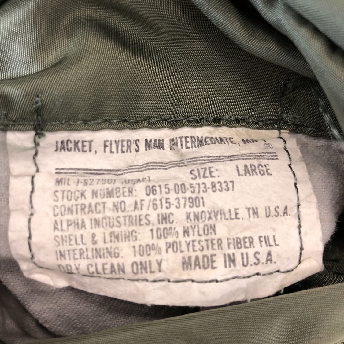90s USA 알파 MA-1 플라이트 블루종 L 상품이미지9