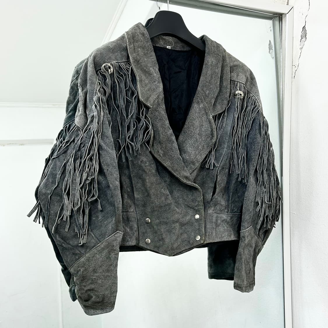 80s 소가죽 스웨이드 웨스턴 프린지 자켓 상품이미지1