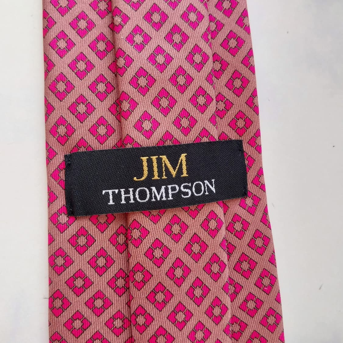 짐톰슨 실크 핑크 패턴 넥타이 9.2cm A+~A등급 K2504 상품이미지8