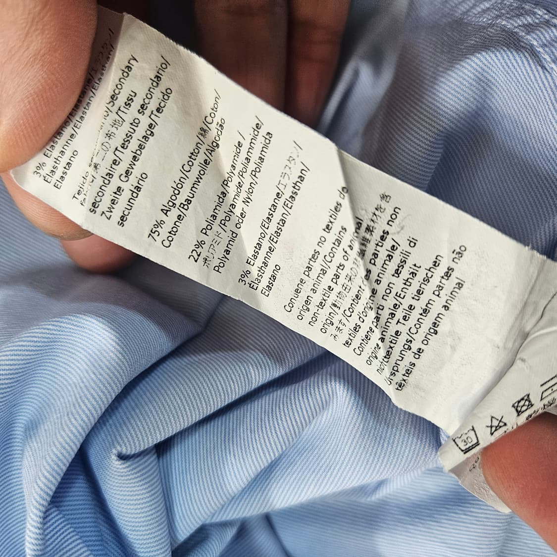 로에베(LOEWE)루즈핏 스트라이프 가죽 카라 블럭 셔츠 상품이미지7