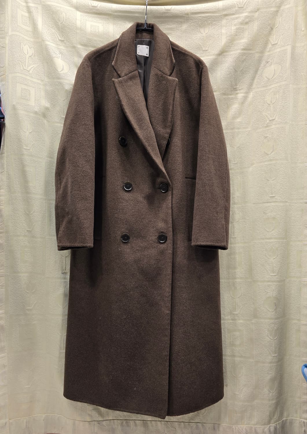 자주 JAJU 핸드메이드 브라운 더블 모직 롱코트 M(66) 상품이미지1