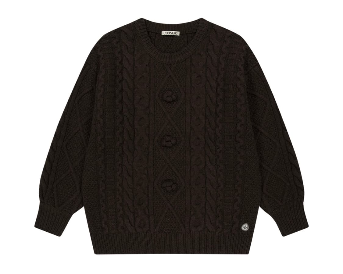 코이세이오 폼폼 니트 브라운 상품이미지1