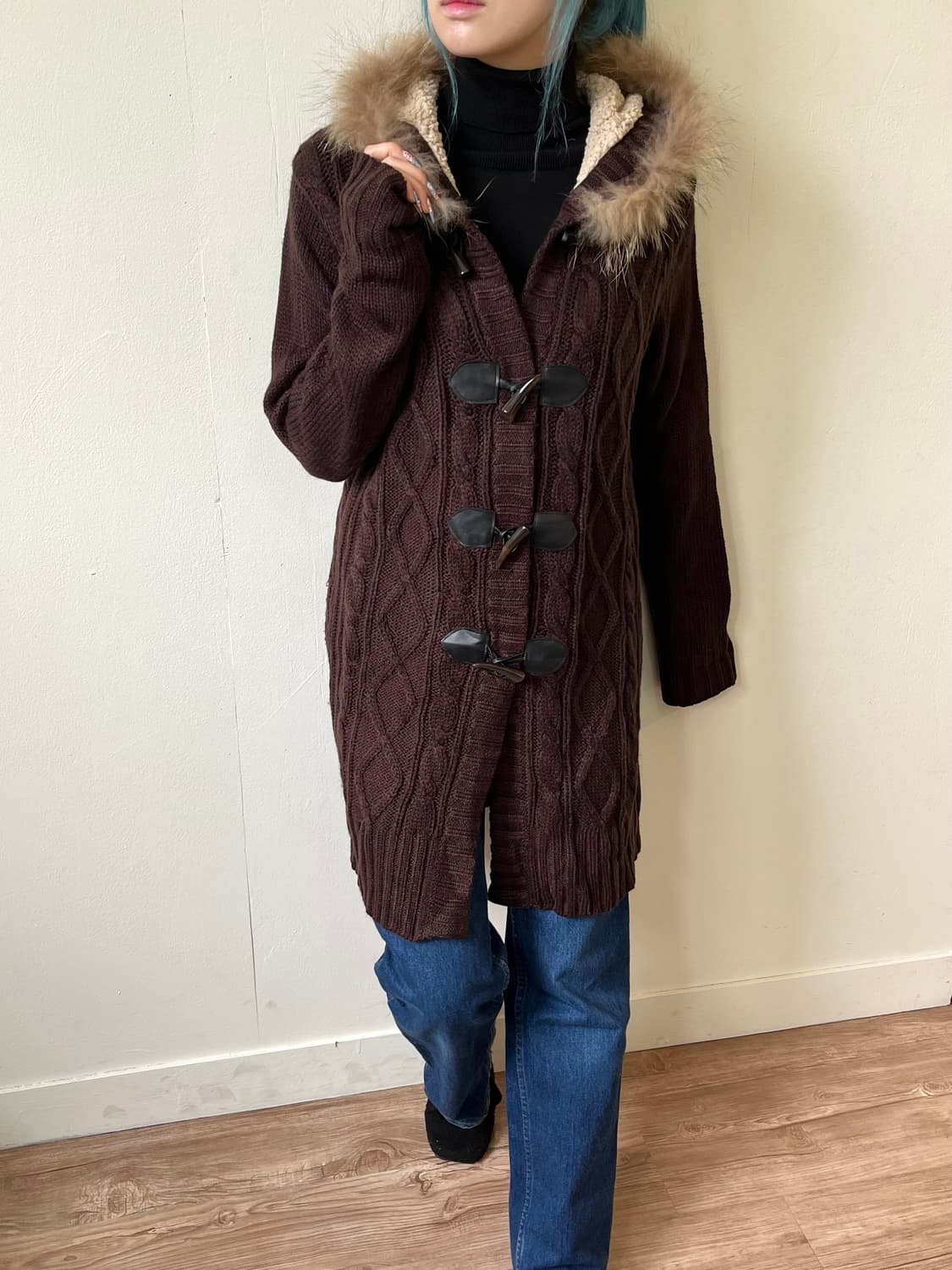 Chou 라쿤 퍼 스웨터 후드 상품이미지6