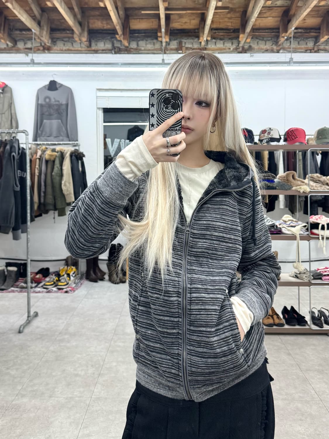 Steelo 스트라이프 후드 집업 상품이미지1