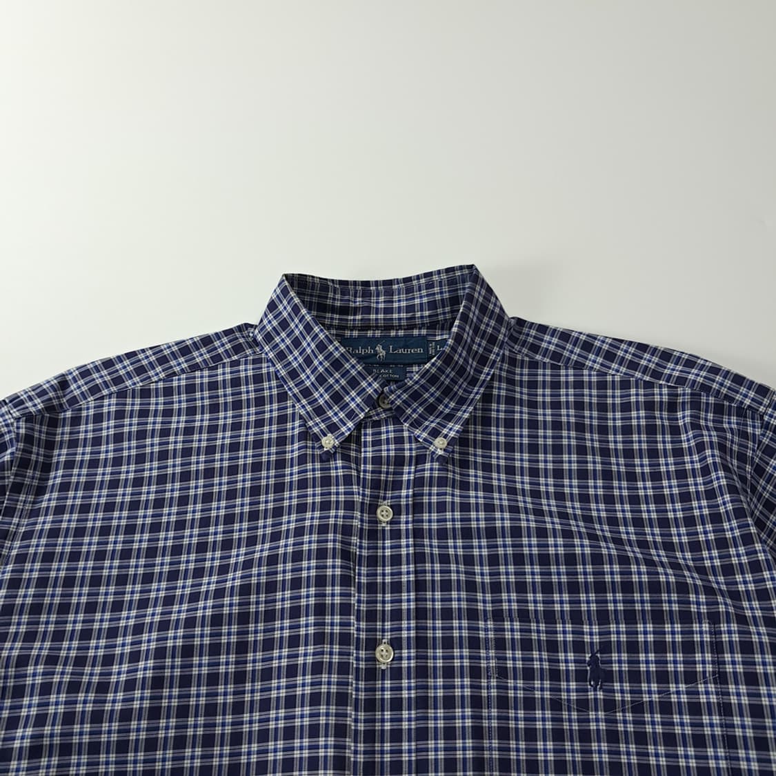CK271 L 폴로 90s 홍콩판 네이비 스몰 타탄체크 셔츠 남방 상품이미지2