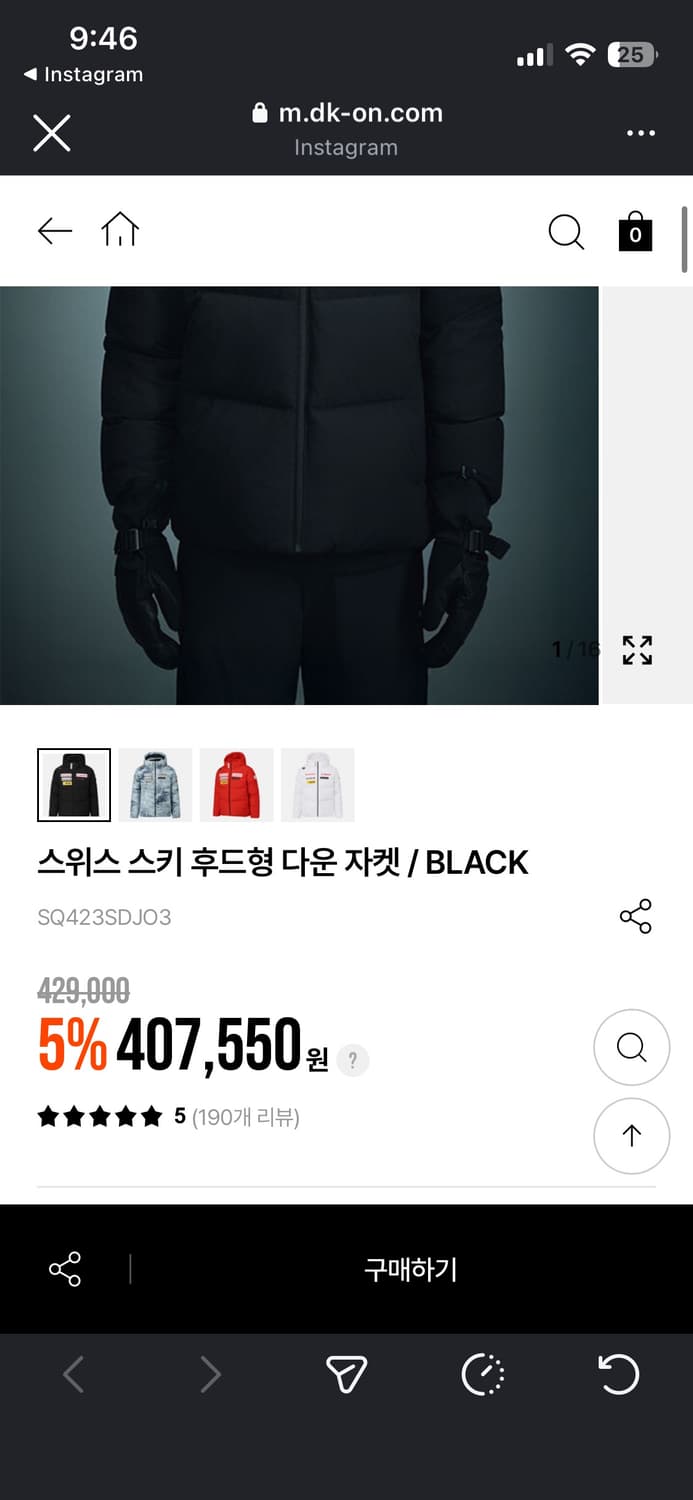 새상품) 데상트 스키 패딩 스위스 스키 후드형 다운 자켓  블랙 105 상품이미지2