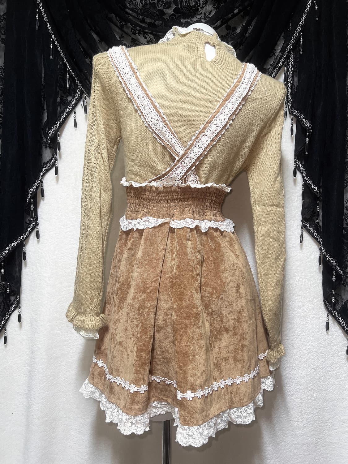 리즈리사 라떼갸루 로걀 프릴 리본 서스펜더 멜빵스커트 원피스 큐롯 로리타 상품이미지7