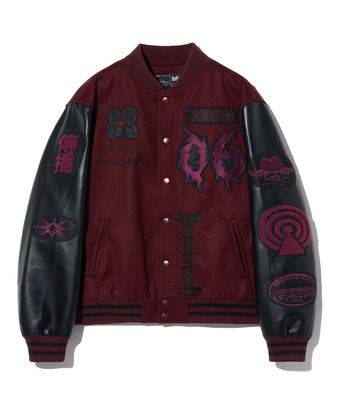 브라운브레스 BB 패치 와인 바시티 자켓 L 상품이미지1