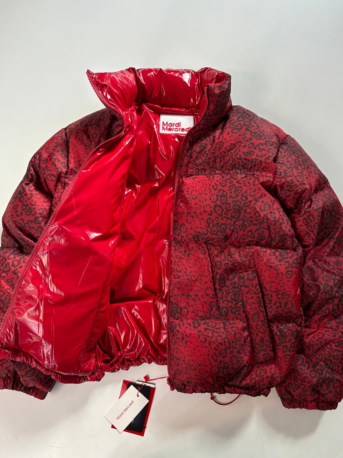 *새상품* Mardi 마르디 메크르디 레오파드 레드컬러 리버시블 다운 패 상품이미지1