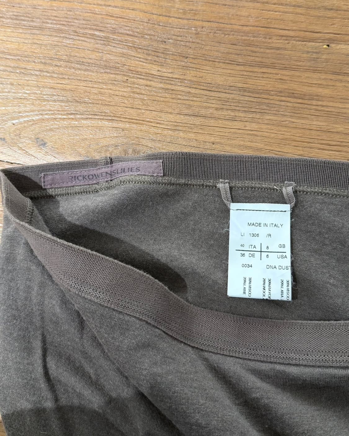 릭오웬스 브라운 15ss 니트 컷아웃 펜슬스커트 상품이미지7