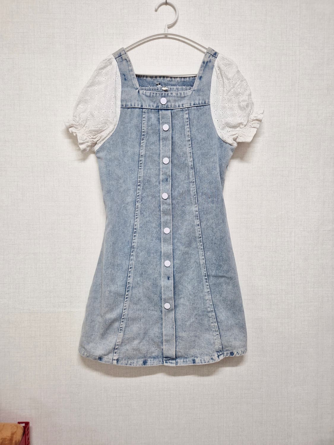 청 데님 퍼프 원피스 상품이미지1