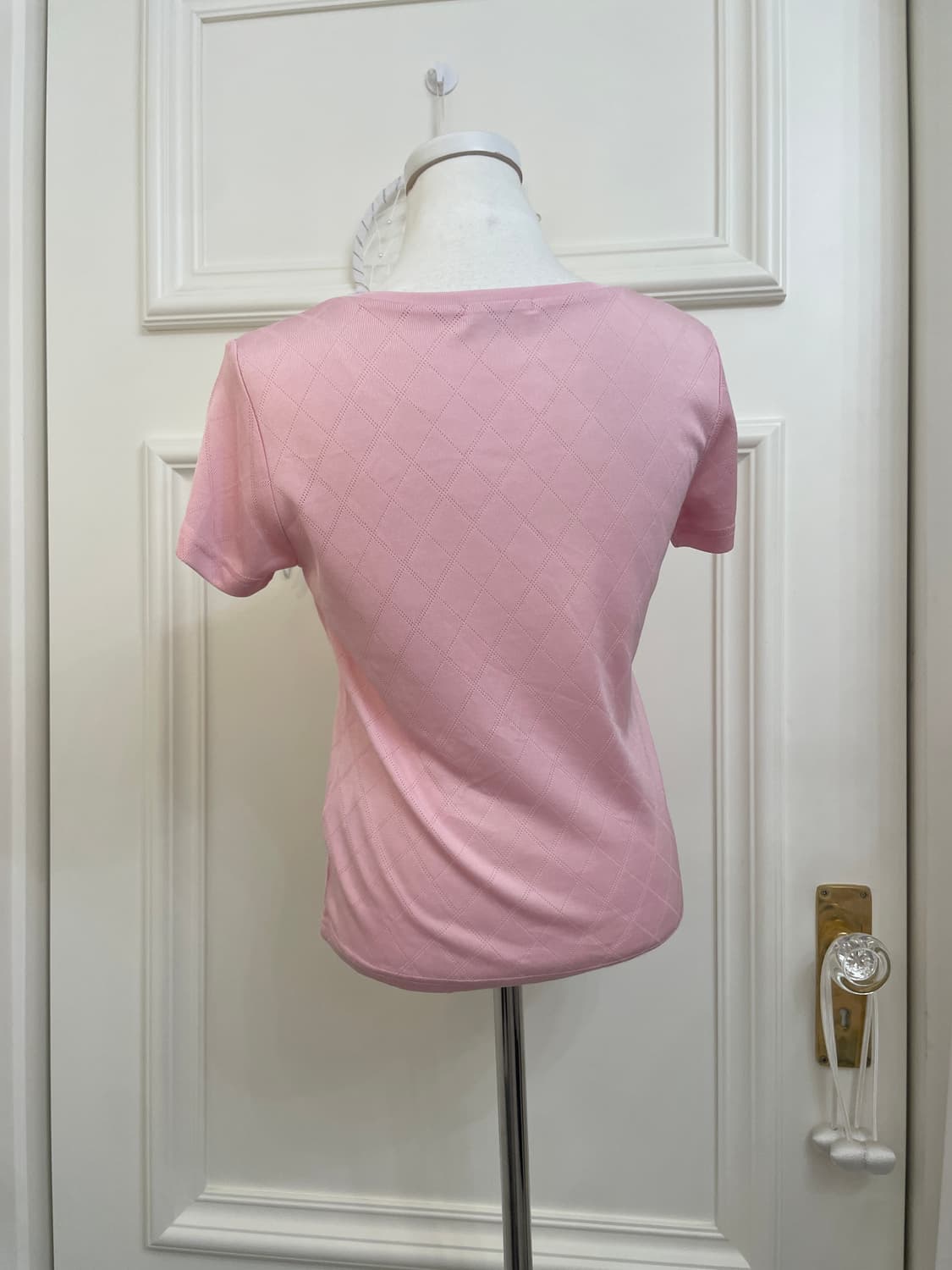 pink pearl point argyle top(size-M) 상품이미지3