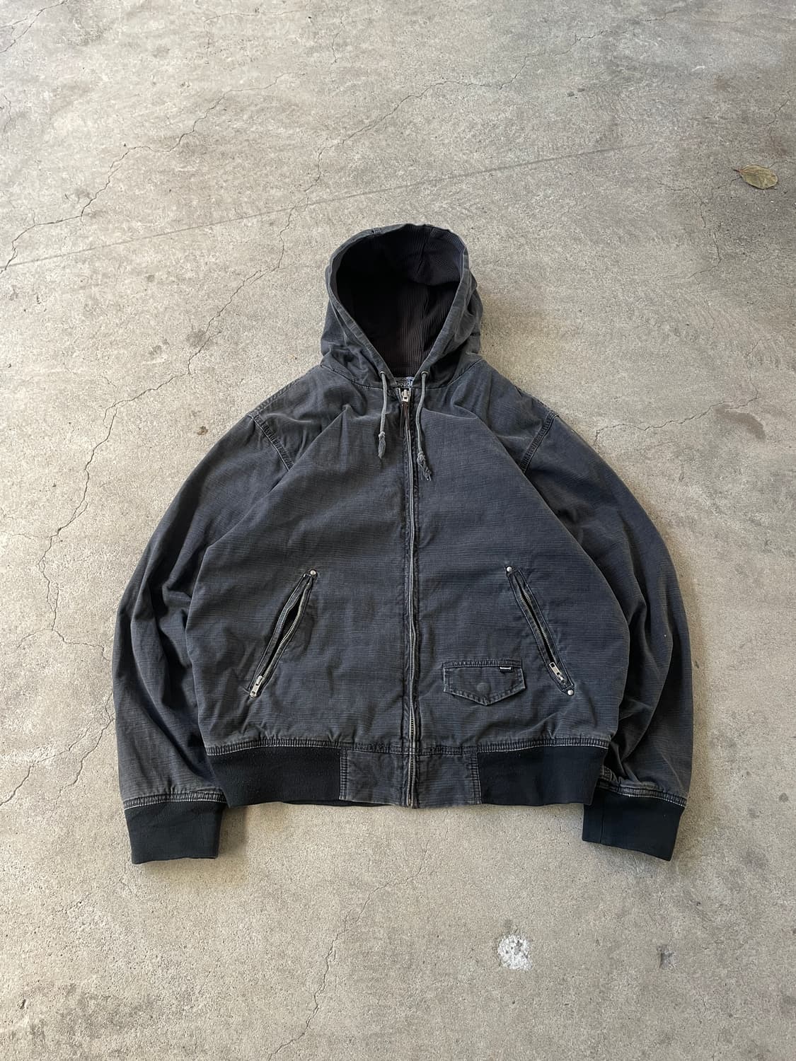 00s Stussy Canvas Faded Black Hood zip 상품이미지1