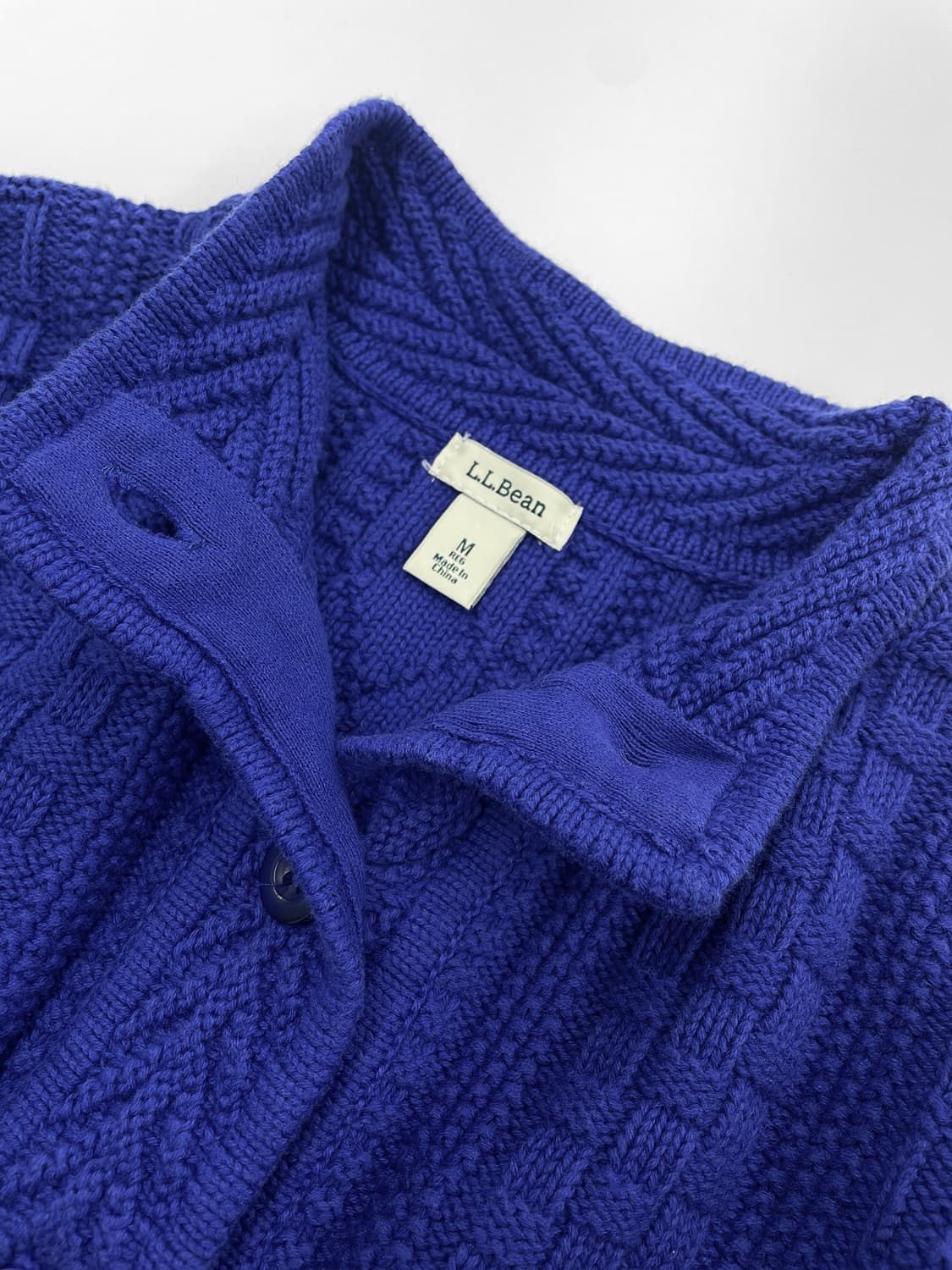 빈티지 엘엘빈 퍼플 블루 코튼 니트 가디건 상품이미지5