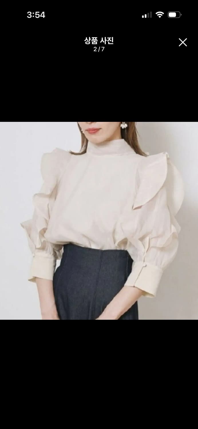 스나이델 백리본 프릴 오간자 블라우스 아이보리 스나계 일브 상품이미지2