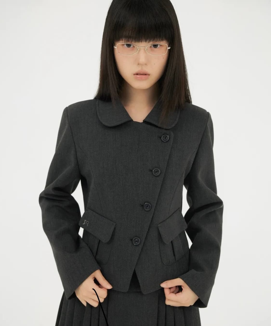 미레코 mireco diagonal jacket charcoal 차콜 상품이미지1
