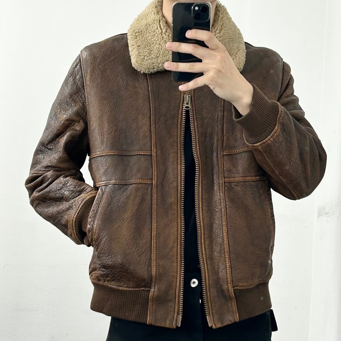 양가죽 투웨이 워시드 쉐르파 블루종 자켓 상품이미지3