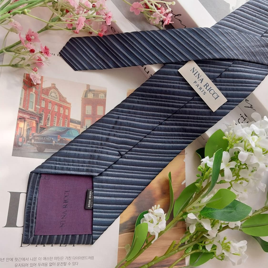 니나리치 실크 네이비 스트라이프 넥타이 9.5cm A+등급 K2382
 상품이미지5