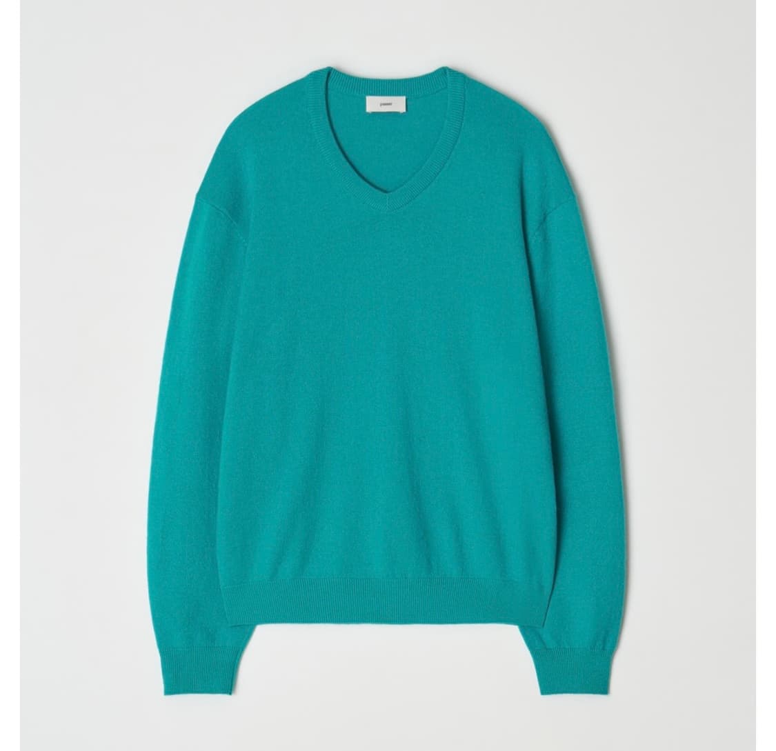 [M] 파세르 릴렉스 크롭 브이넥 니트 터쿼이즈 터콰이즈 상품이미지1