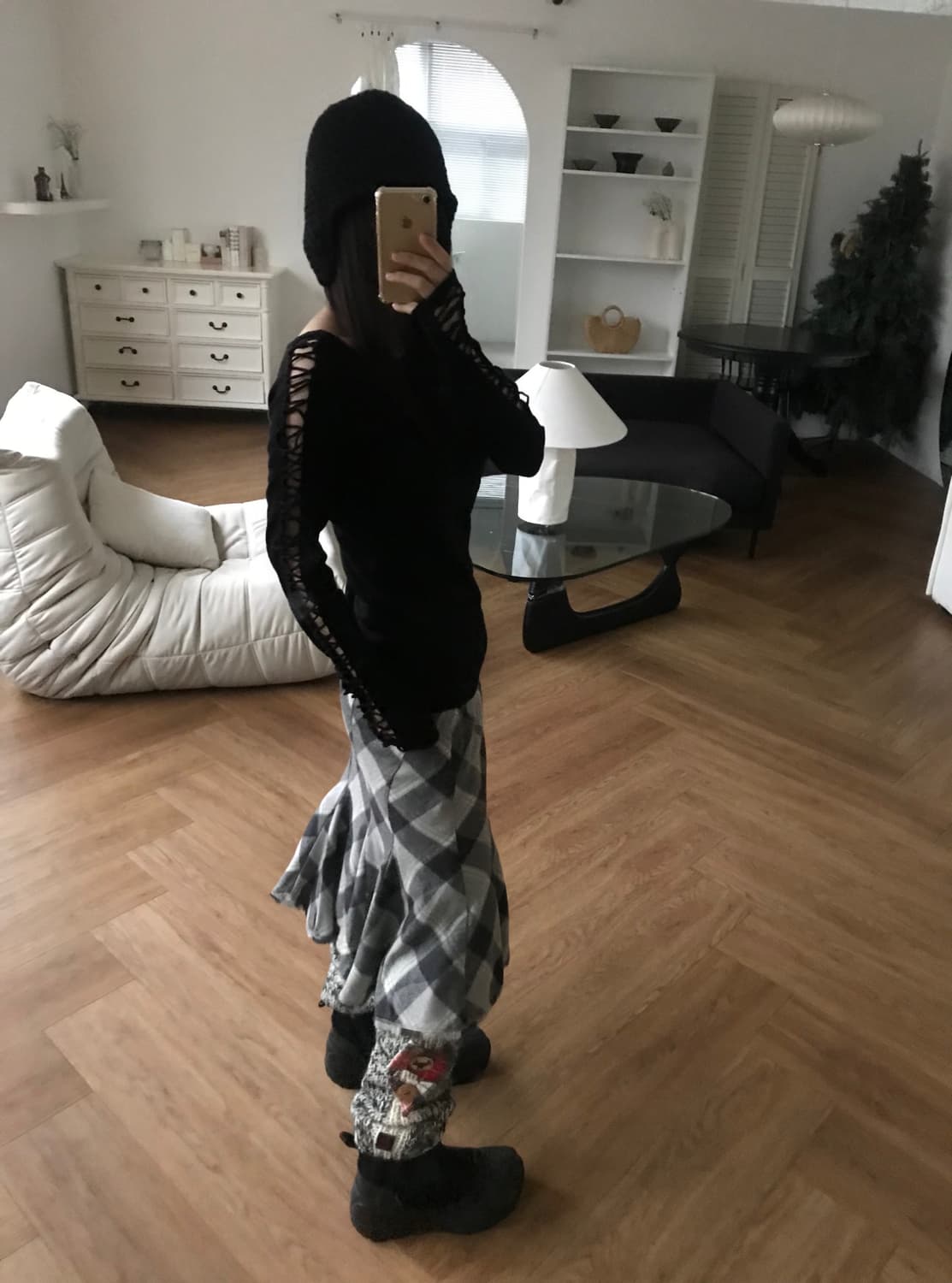 vintage check pattern skirt 상품이미지2