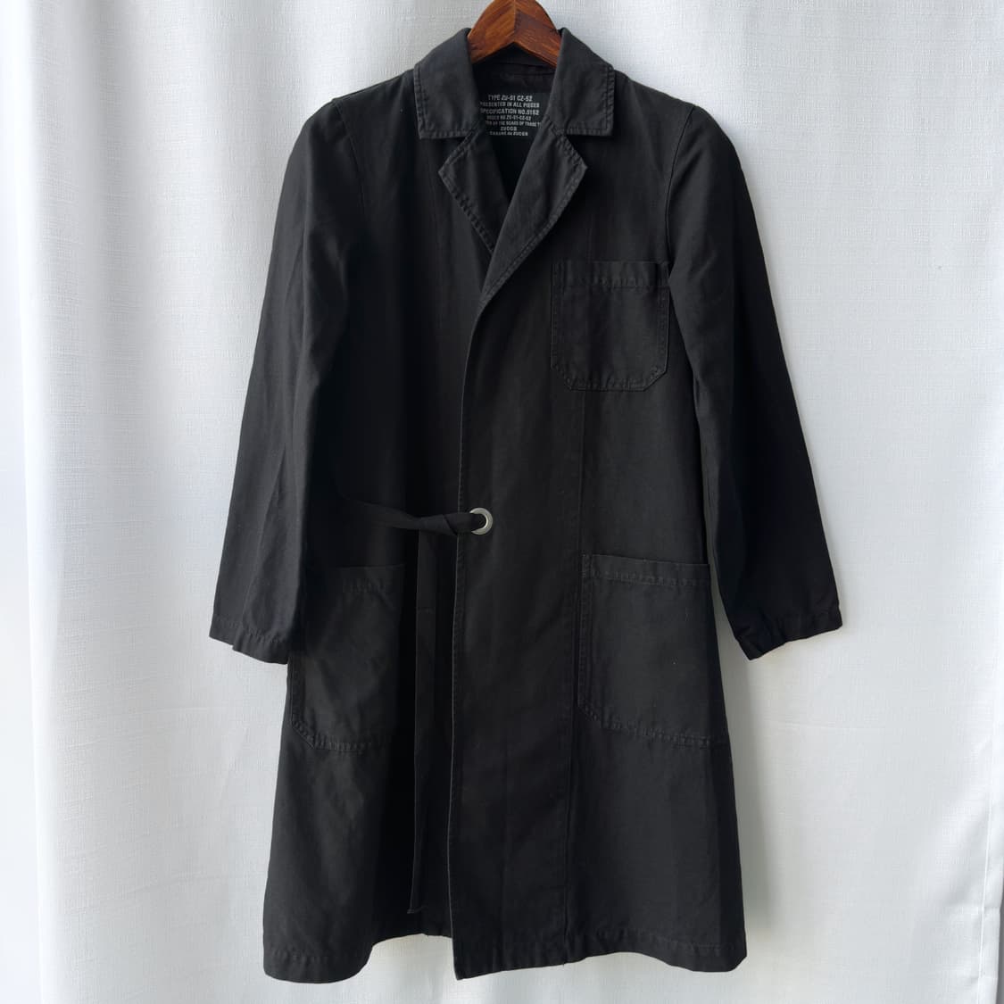 Zucca 주카 코튼 린넨 혼방 워싱 롱 코트 블랙 S 상품이미지1