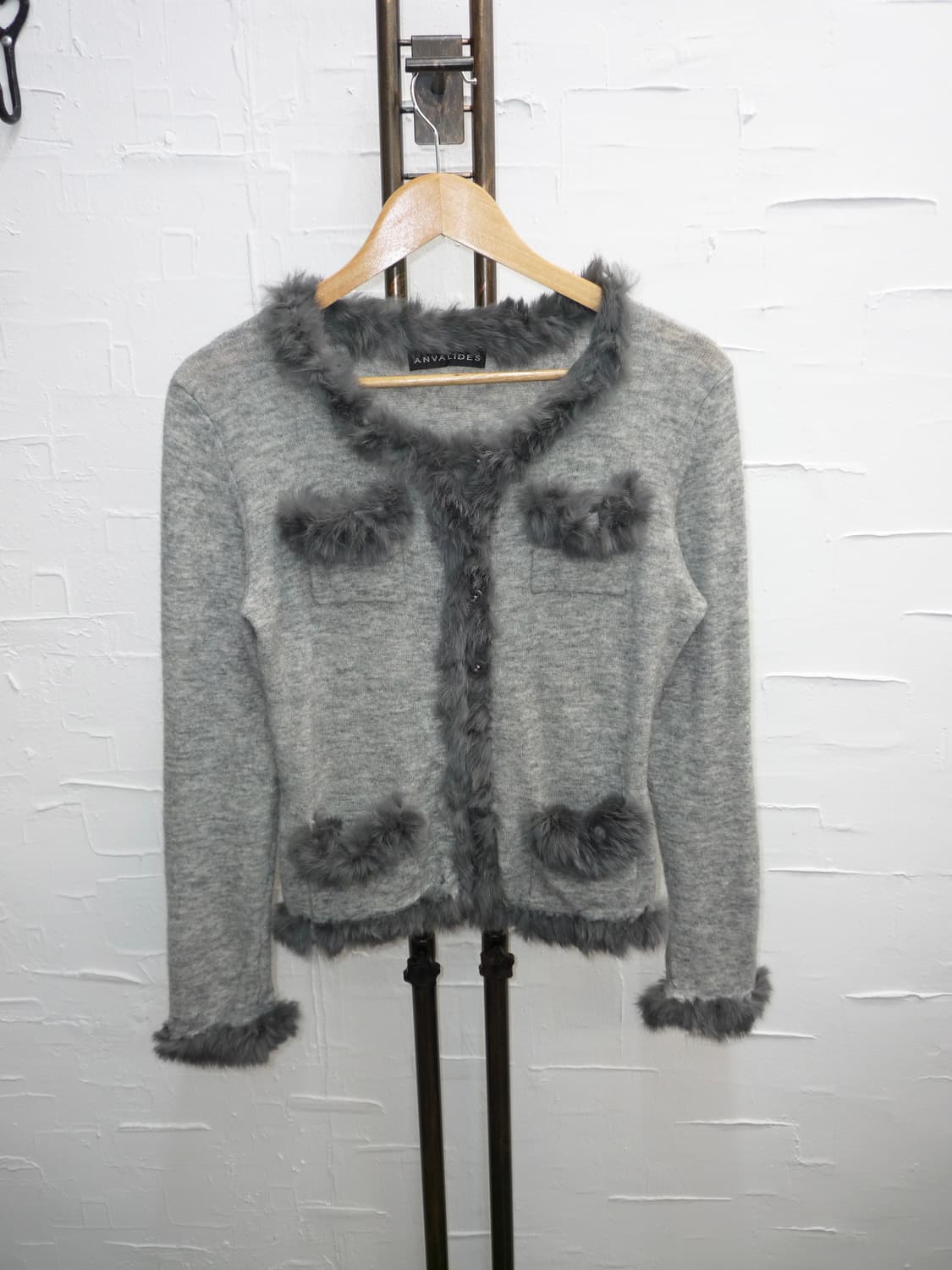 Furry edge grey cardigan 상품이미지7