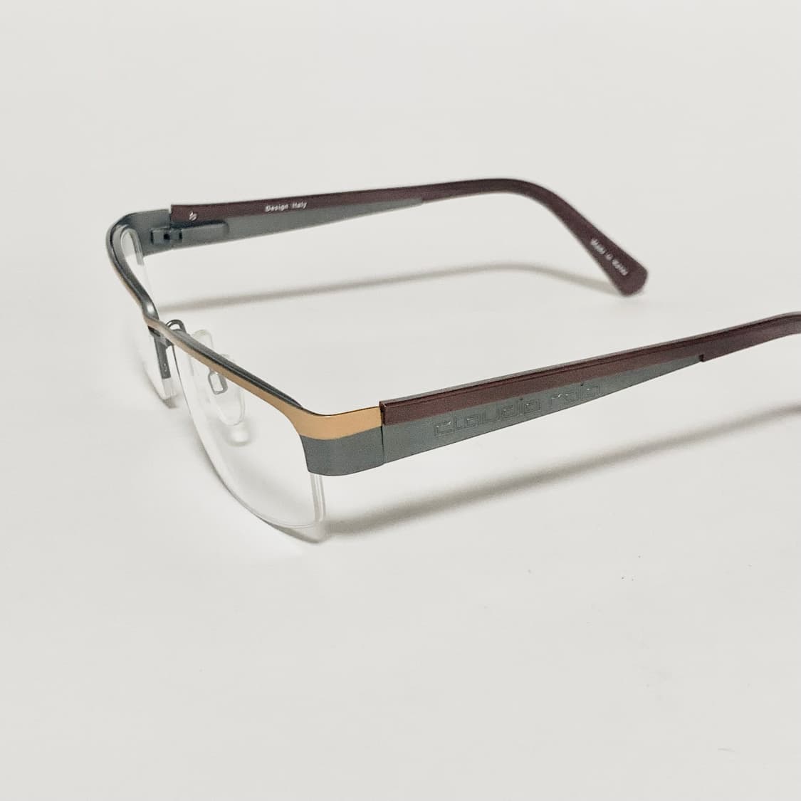 973 오버사이즈 슬림 블루그린/애프리콧 사각 반무테 안경테 픽키 상품이미지6