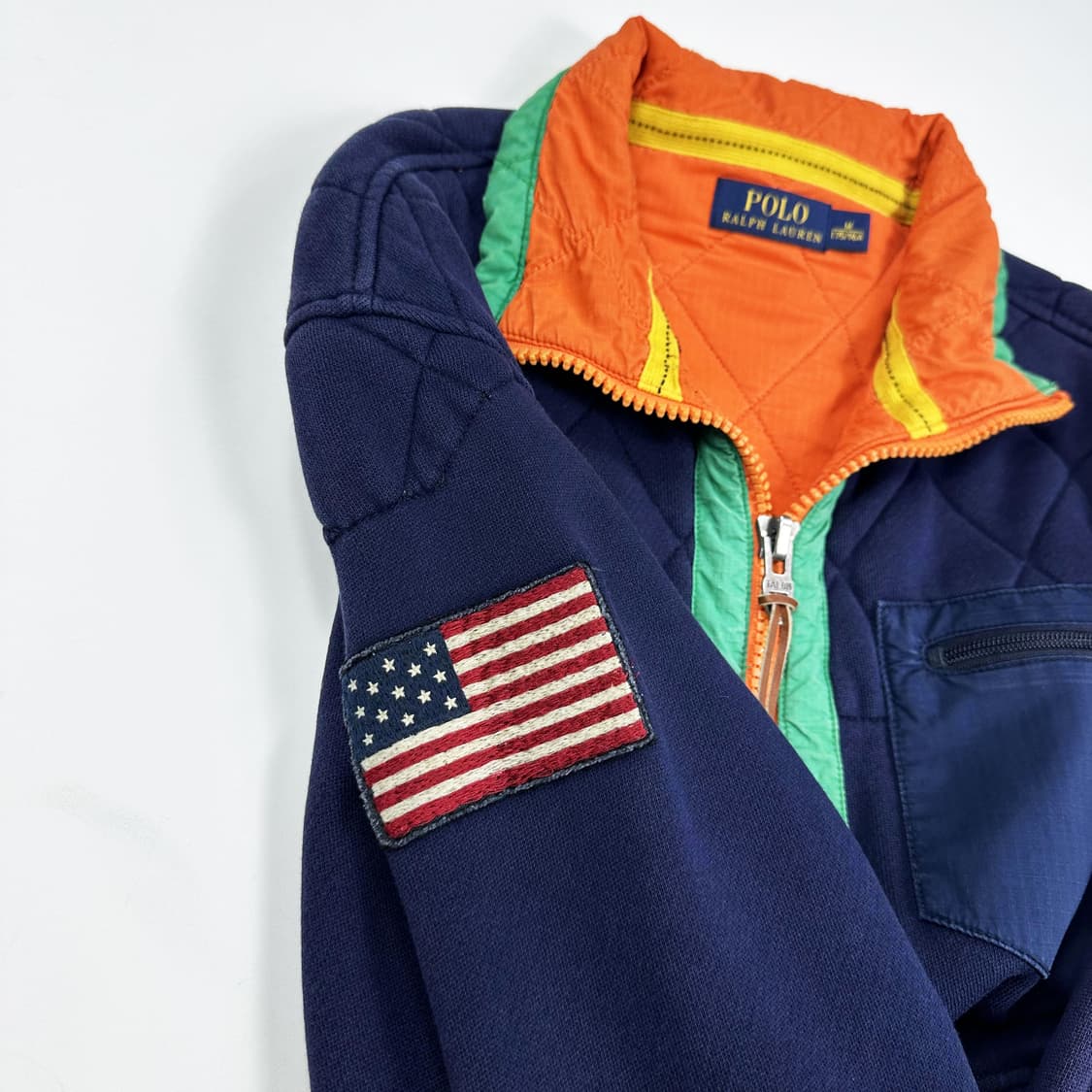 폴로 랄프로렌 퀼팅 성조기 반집업 맨투맨 네이비 M 상품이미지4