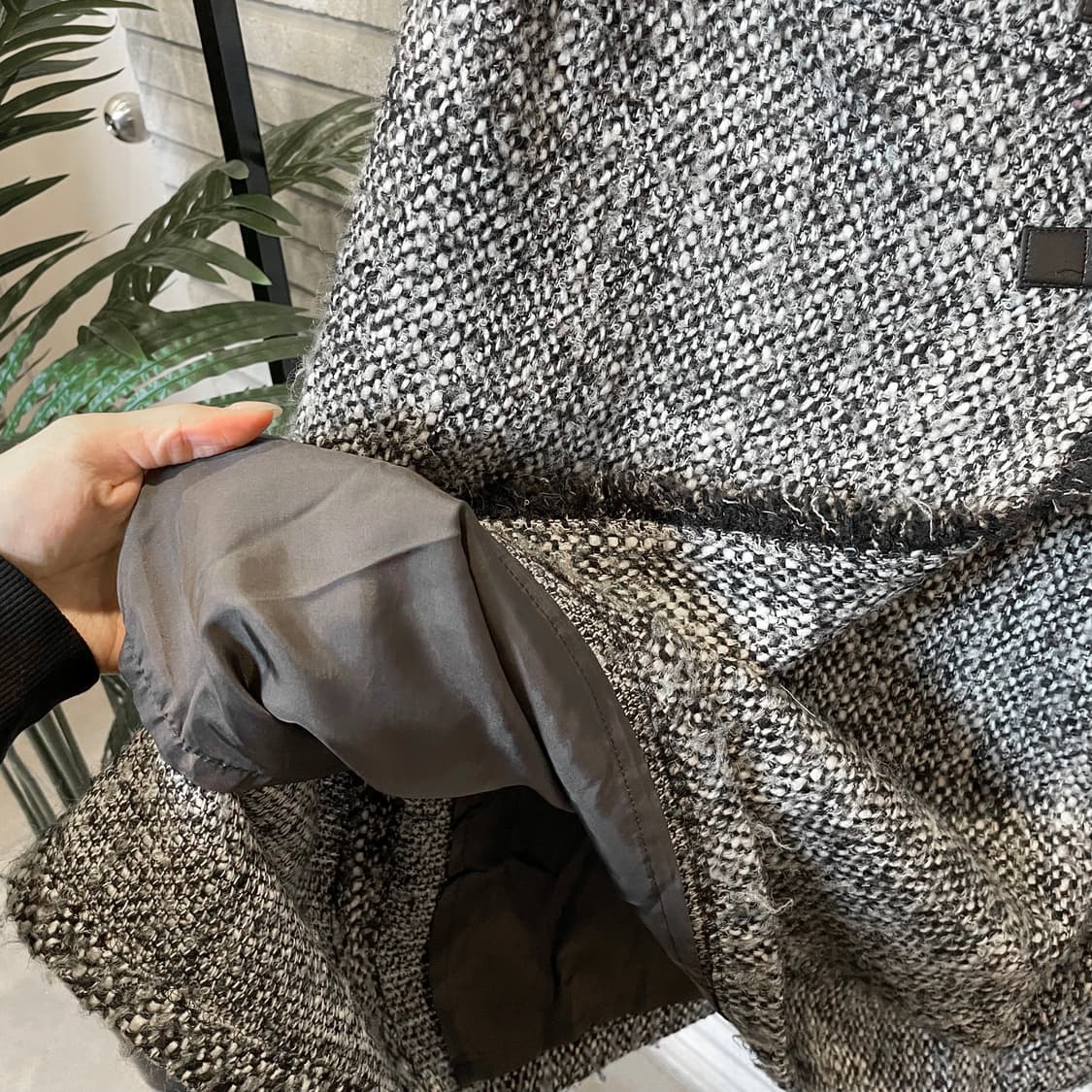 JPN VINTAGE 트위드 미디 랩 스커트 더블 버클 디테일 그레이 상품이미지6