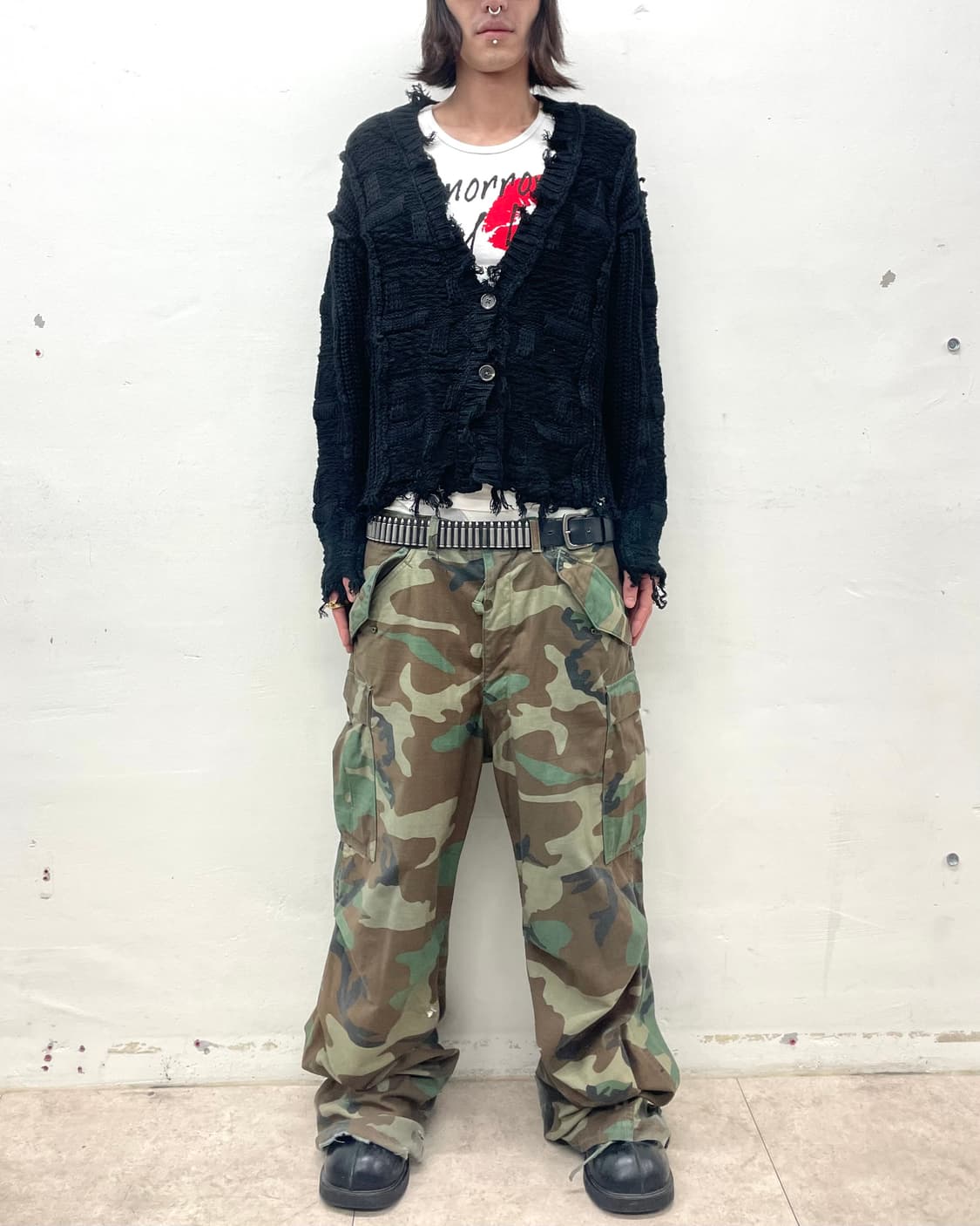 Damage Patchwork Black Cardigan  상품이미지4