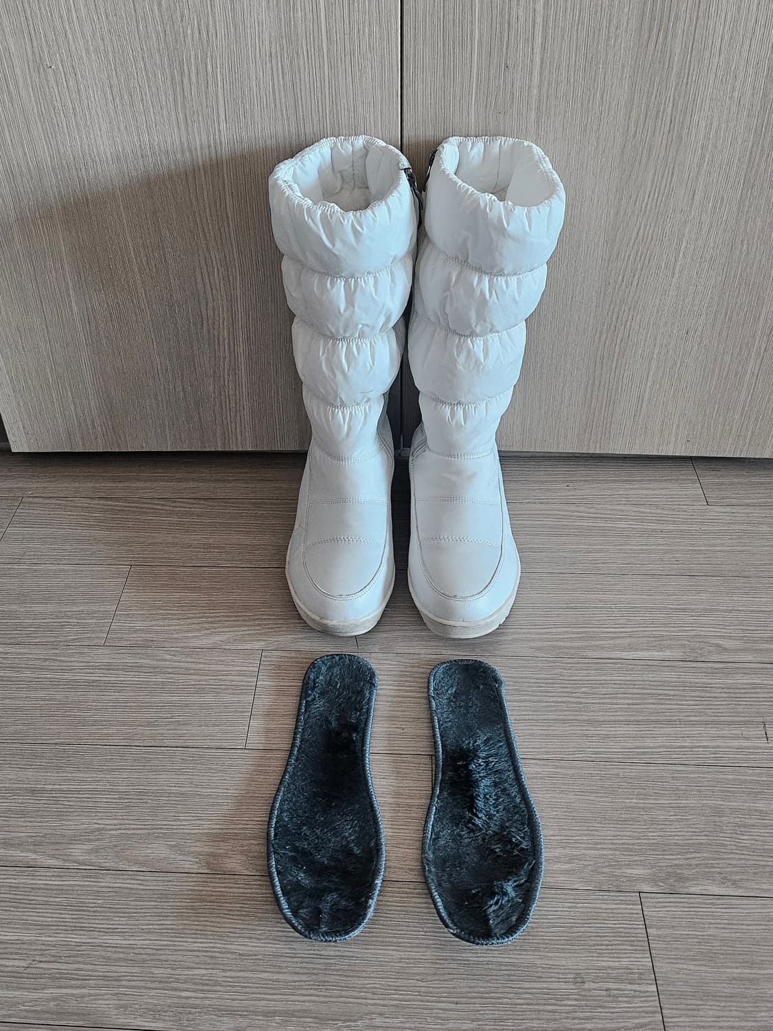 화이트아이보리 패딩 롱부츠 240 지퍼형 | 털깔창 포함 5cm키높이 상품이미지3