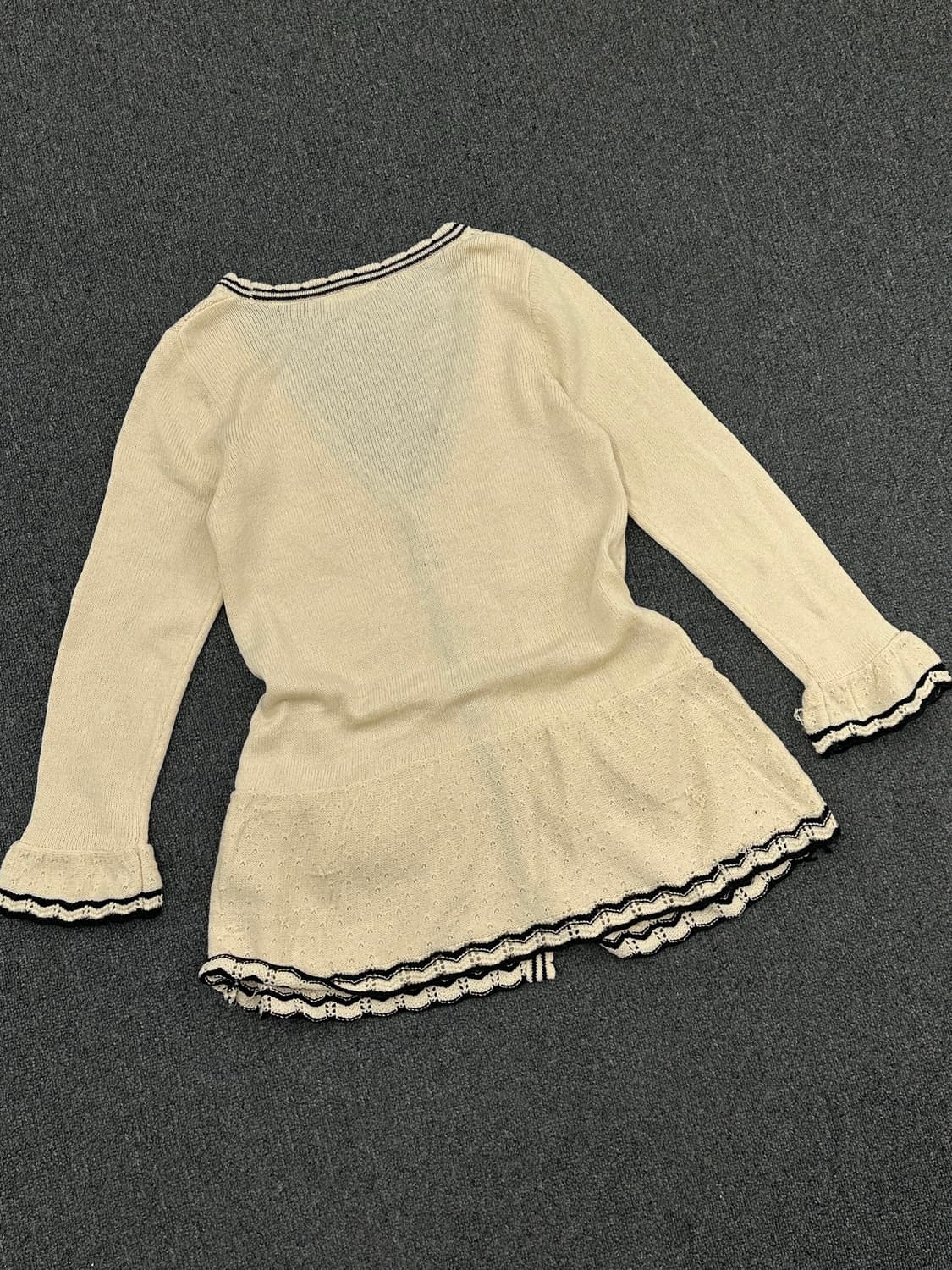 M)Axes femme 빈티지 여성 아이보리 리본 레이스 가디건 상품이미지5