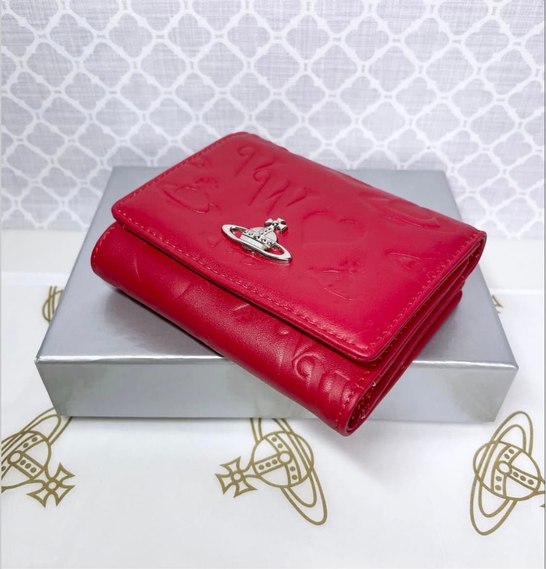 비비안웨스트우드 아카이브 레드 레더 하프월렛 반지갑 상품이미지8