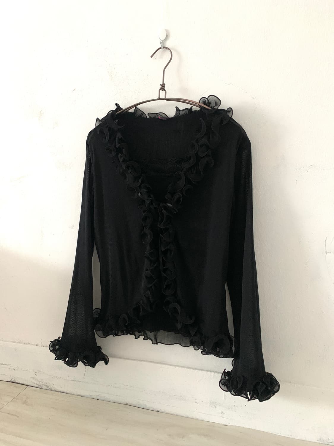 Sleeveless Layered Frill Mesh Cardigan 상품이미지1