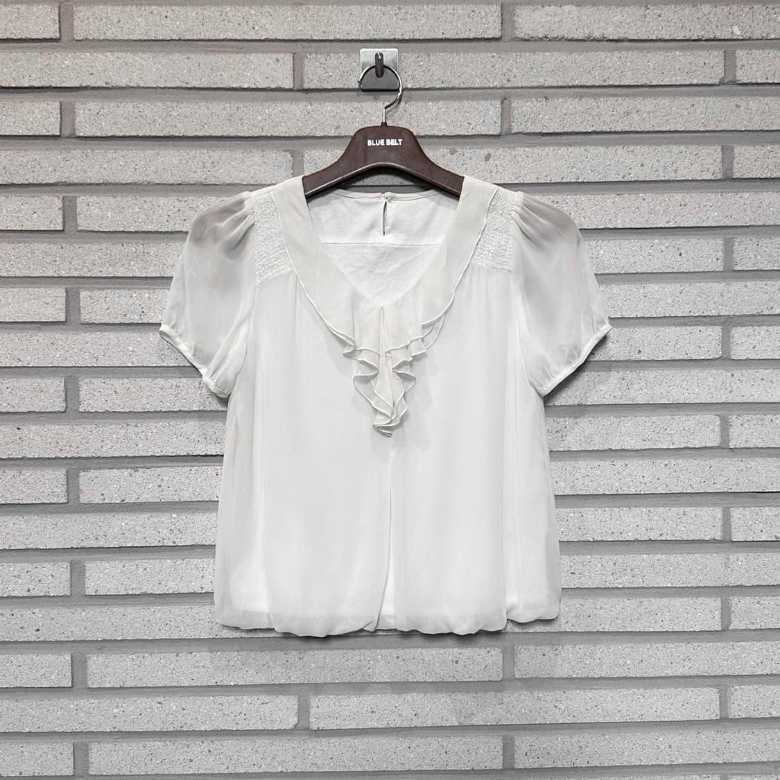 JPN VINTAGE 블라우스 셔링 디테일 화이트 상품이미지1