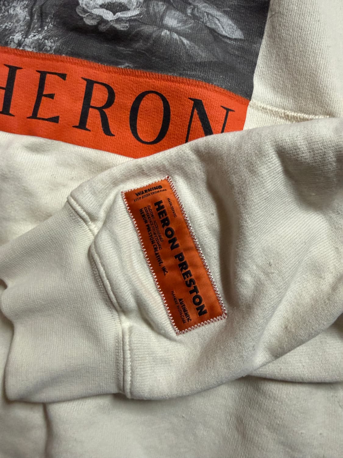 헤론프레스톤 Heron 프린트 후드티 아이보리 상품이미지2