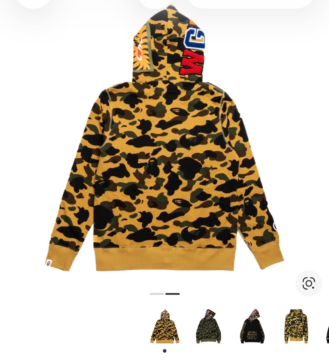 베이프 샤크 후드 엘로우 황계 M 상품이미지2